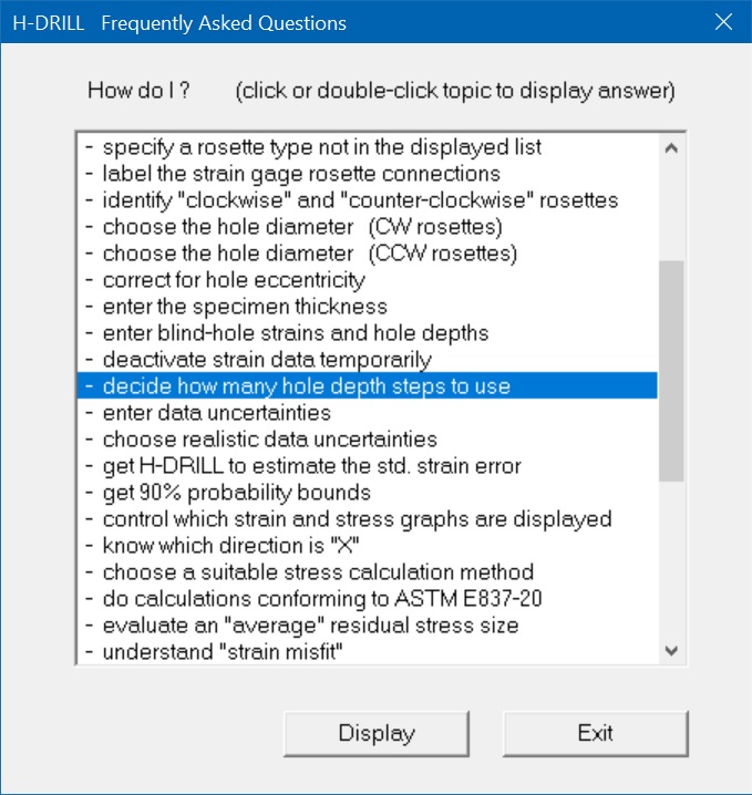 Frequently Asked Question Menu