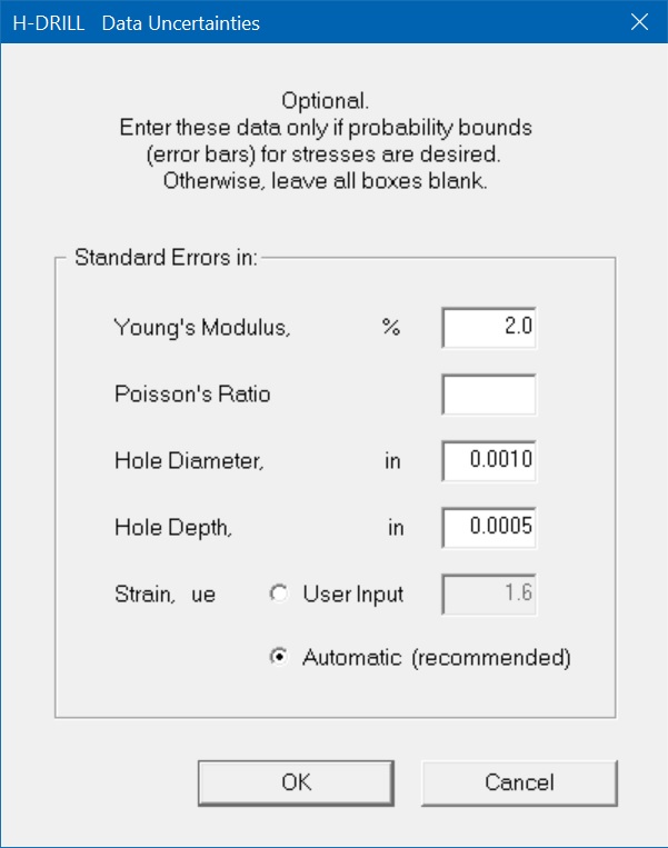 Uncertainty data input